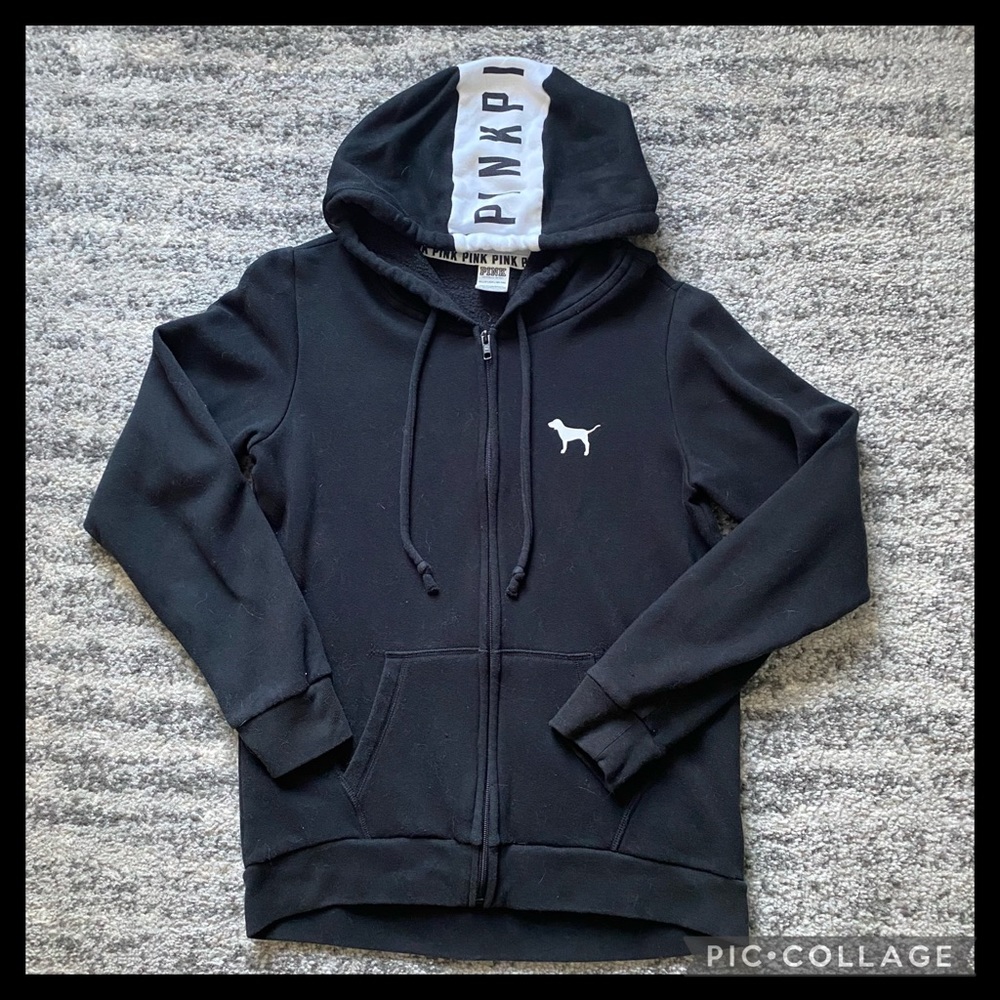 💖PINK💖 BLACK ZIP-UP HOODIE